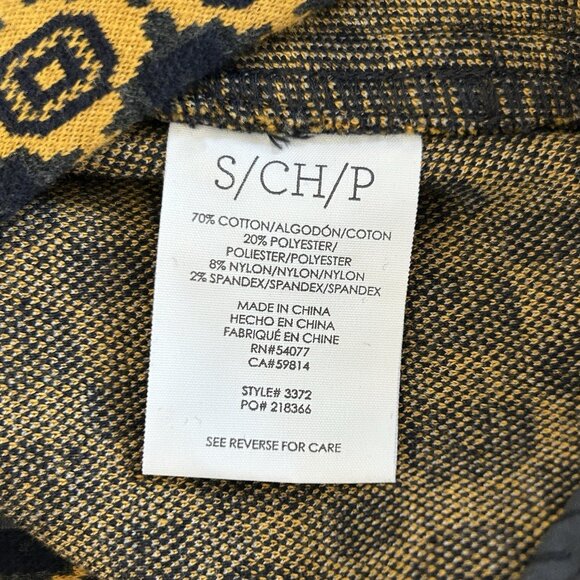 CAbi Kensington Proper Medallion Jacket Sz S VTG Knit Navy & Mustard - Picture 10 of 11